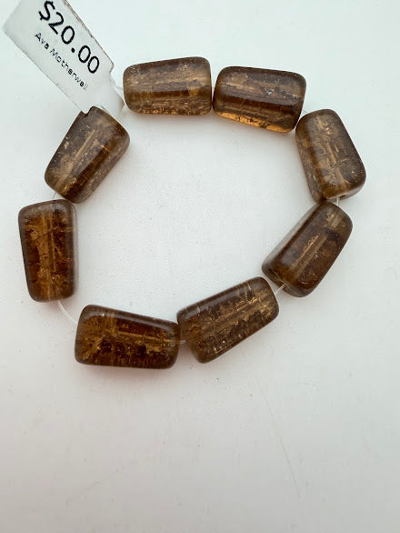 Vintage Glass Crackle Glass 15mmx12mm Smokey Topaz