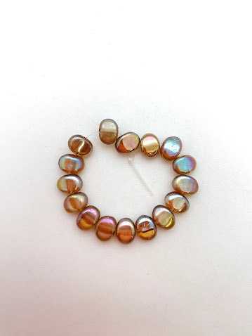 Vintage Glass 9x6mm Taupe Luster