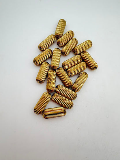 Vintage Metal Bead Twisted Tube 18x8mm Brass