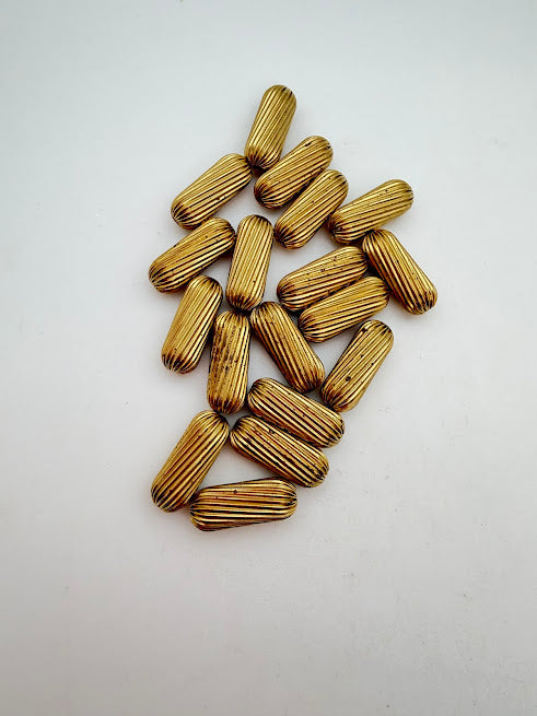 Vintage Metal Bead Twisted Tube 18x8mm Brass