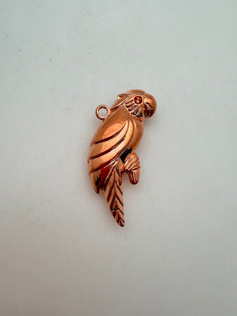Vintage Metal Parrot Charm 40mm Copper