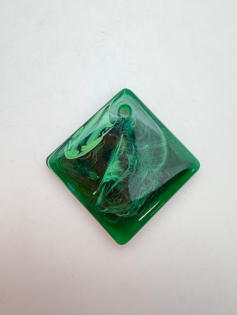 Vintage Resin Pendant Diamond 35mm Emerald