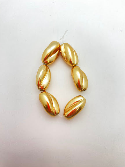 Vintage Glass Twist 20x14mm Gold - VBE-1045-E