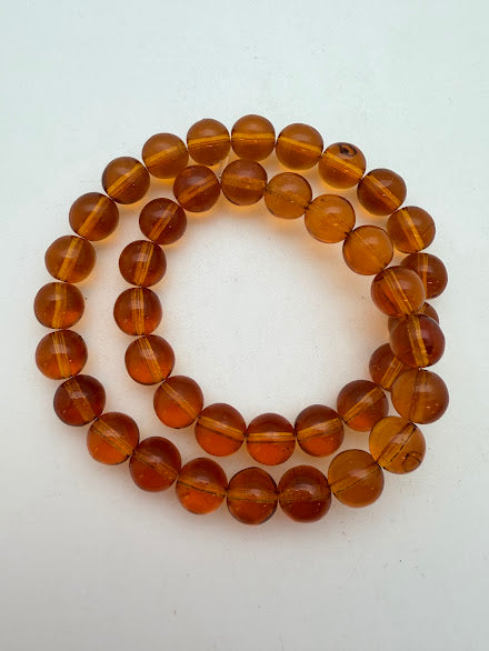 Vintage Glass Round 8mm Amber