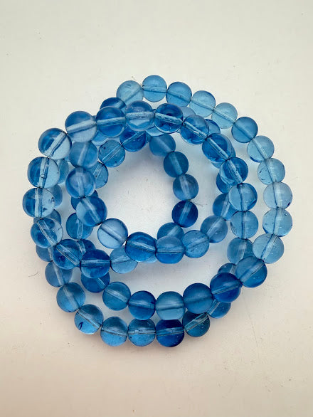 Vintage Glass Round 8mm Light Sapphire