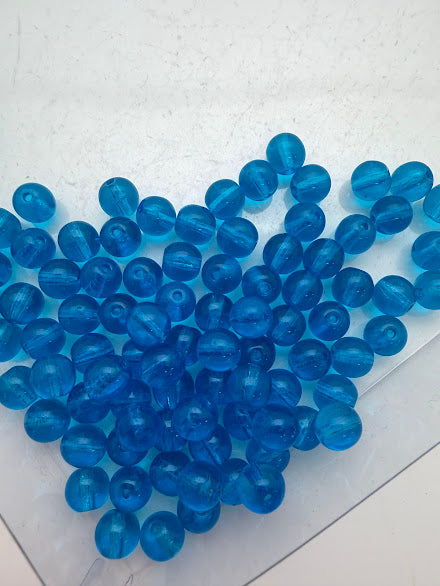 Vintage Glass Round 8mm Capri Blue