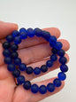 Vintage Glass Round 8mm Cobalt Matte