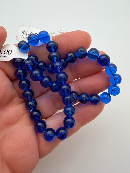 Vintage Glass Round 8mm Light Cobalt