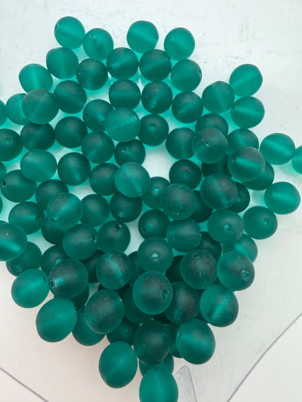 Vintage Glass Round 8mm Peacock Matte