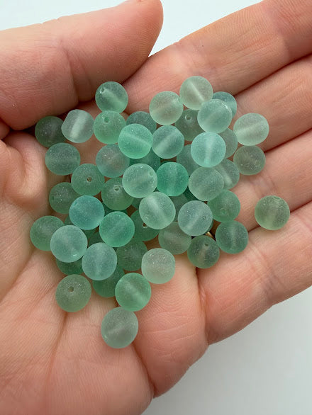 Vintage Glass Round 8mm Mint Matte