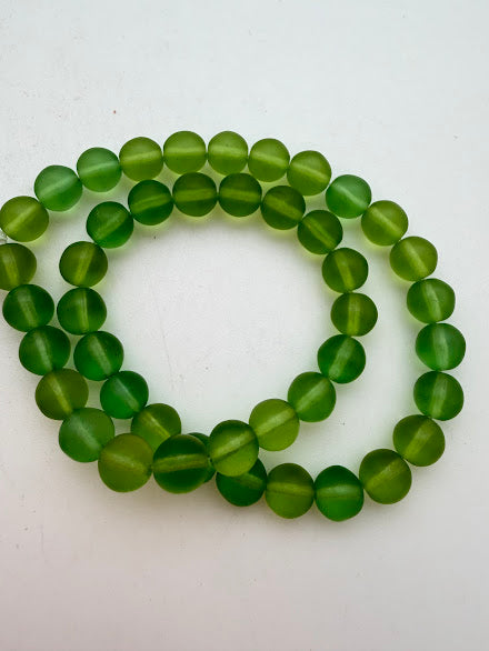 Vintage Glass Round 8mm Peridot Matte