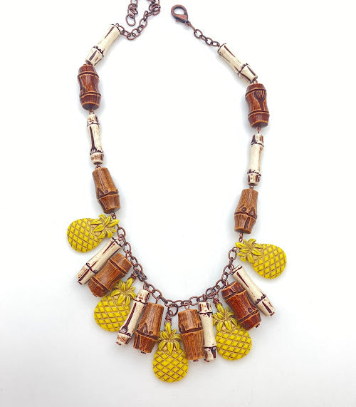 Pineapple Drops 30x18mm Yellow/Gold