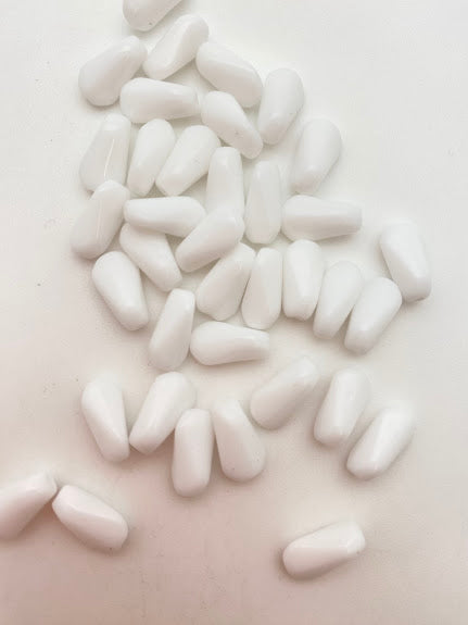 Vintage Glass Tube Twist 12x8mm White
