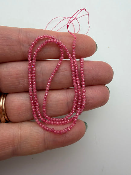Pink Sapphire 2mm Faceted Bead Strand