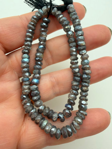 Titanium Labradorite 6mm Faceted Rondelle Bead Strand