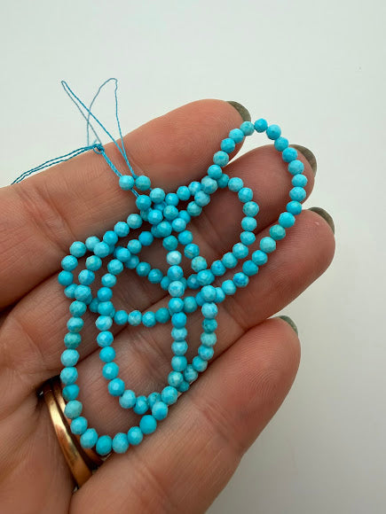 Sleeping Beautify Turquoise 2mm Faceted Bead Strand