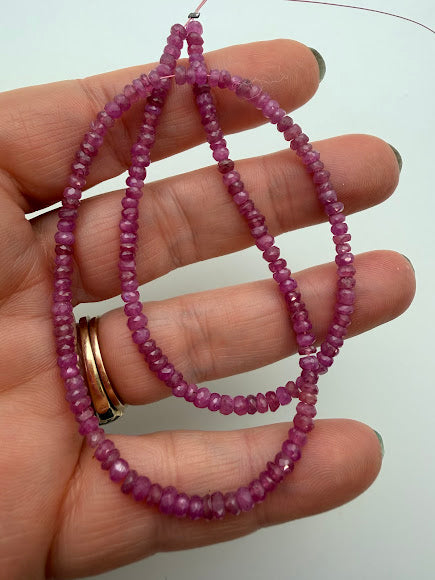 Pink Sapphire 4mm Faceted Rondelle Bead Strand