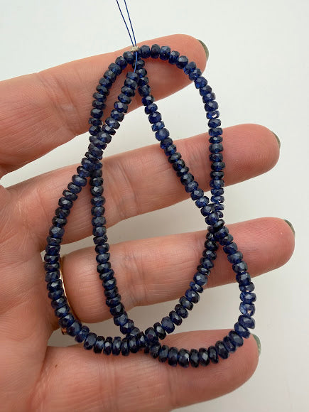 Blue Sapphire 4mm Faceted Rondelle Bead Strand