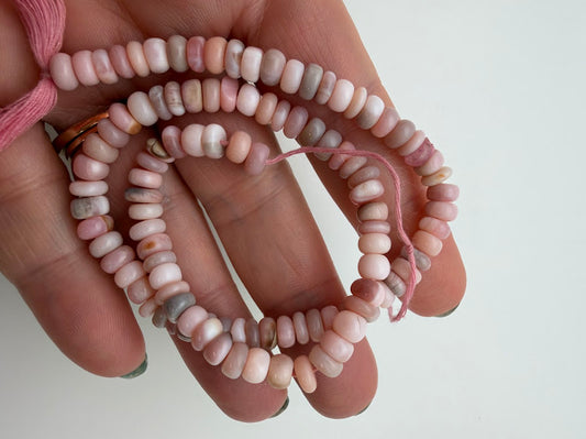 Pink Opal 6mm Rondelle Bead Strand