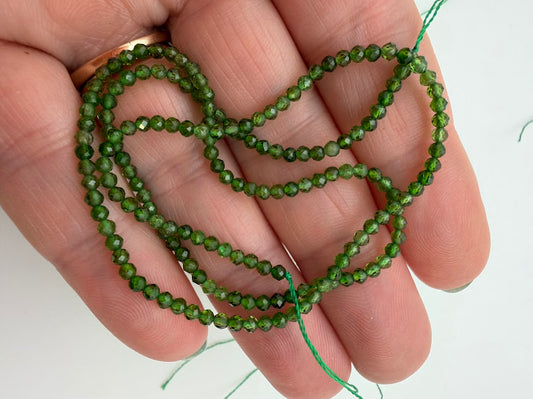 Diopside 2mm Faceted Bead Strand