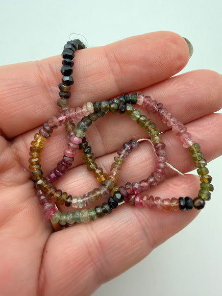 Tourmaline 4mm Faceted Rondelle Bead Strand