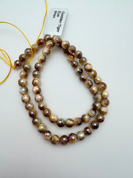 Godden Tiger Eye Faceted 6mm Bead Strand