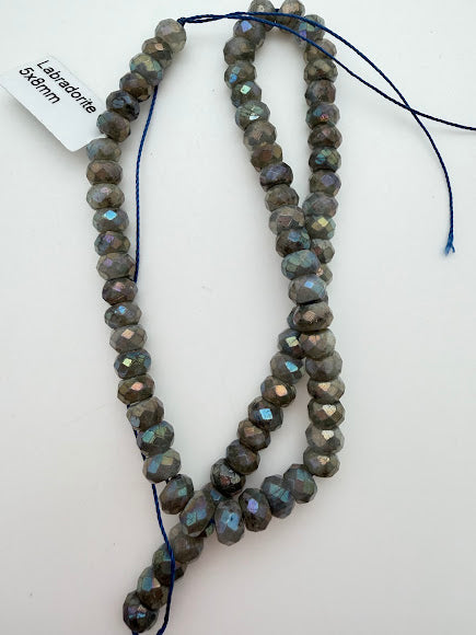 Labradorite 8x5mm Faceted Rondelle Bead Strand