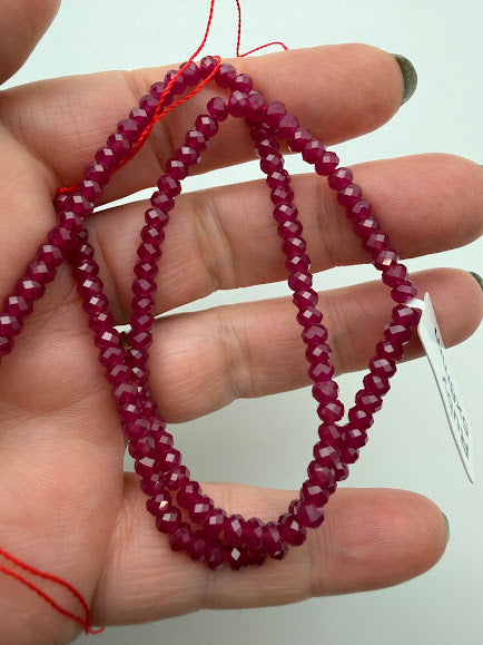 Ruby5mm Faceted Rondelle Bead Strand