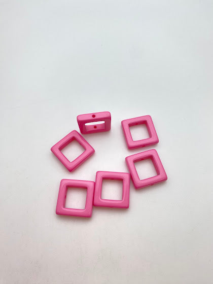 Square Frame Bead 19mm Pink