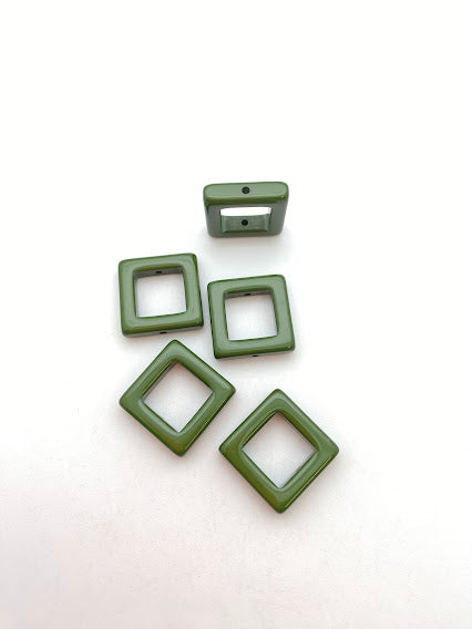 Square Frame Bead 19mm Army Green