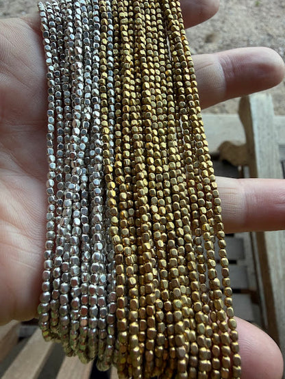 Brass Beads 2mm Cube Gold