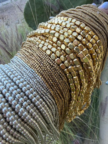 Brass Beads 7mm Cube Gold