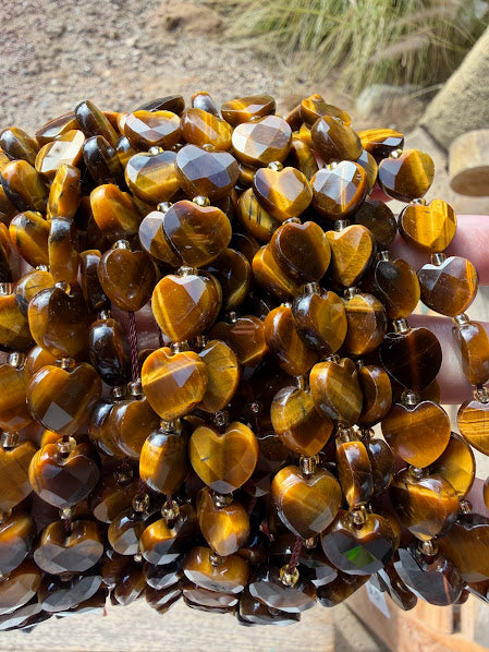 Yellow Tiger Eye Heart Bead 12mm