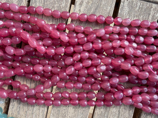 Ruby Jade 11x8mm Bead