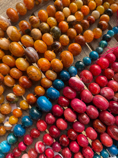 Graduated Dyed Agate Beads. Bermuda Blue