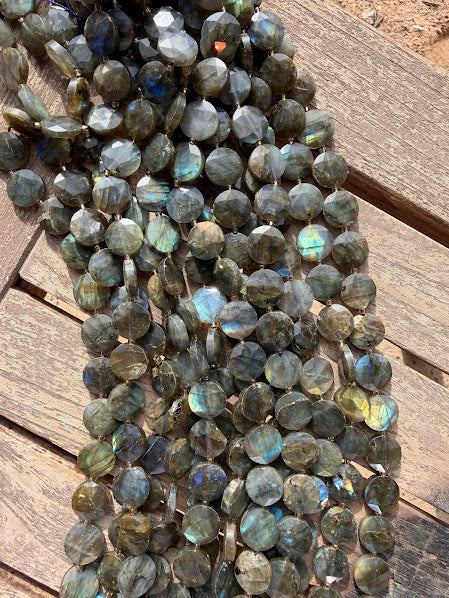 Labradorite Faceted Disk 15mm