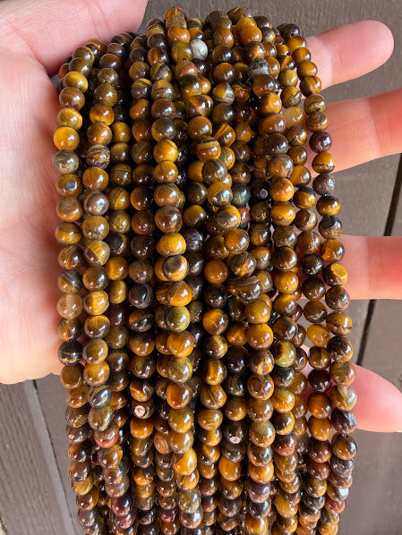 Yellow Tiger Eye Round Bead 6mm