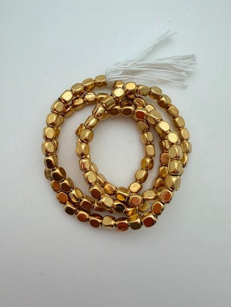 Brass Beads 7mm Cube Gold