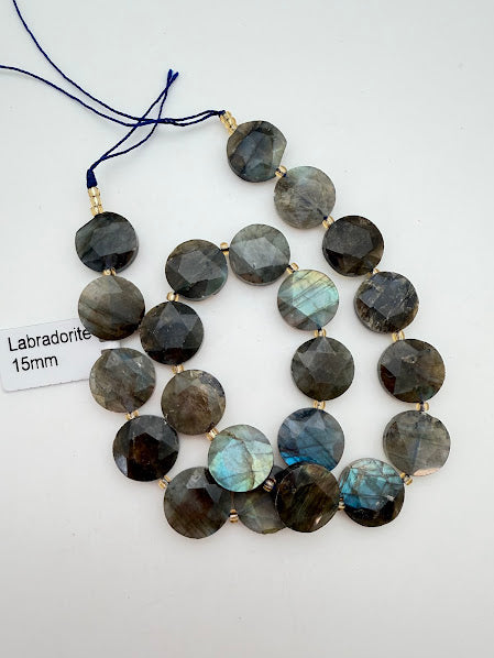 Labradorite Faceted Disk 15mm