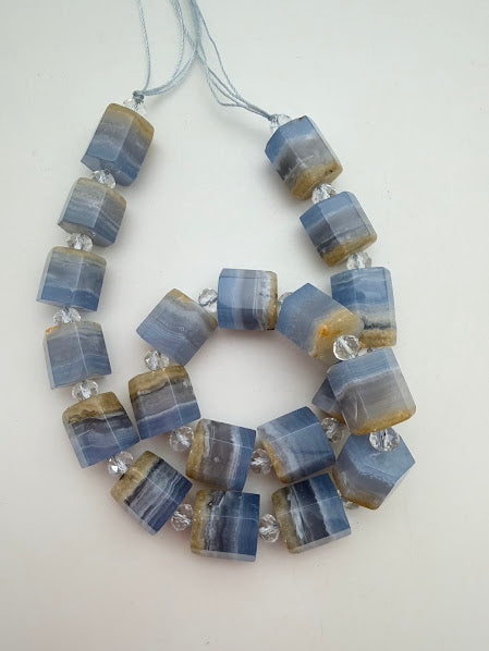 Blue Lace Agate 16x14mm 6 sided Tube