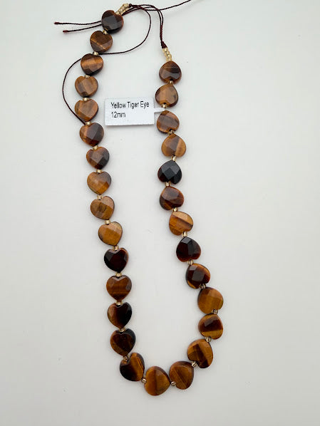 Yellow Tiger Eye Heart Bead 12mm