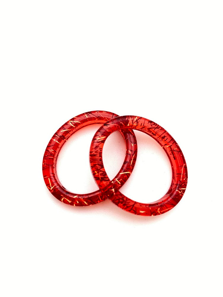 Ring Bead 34x29mm Glitter Ruby