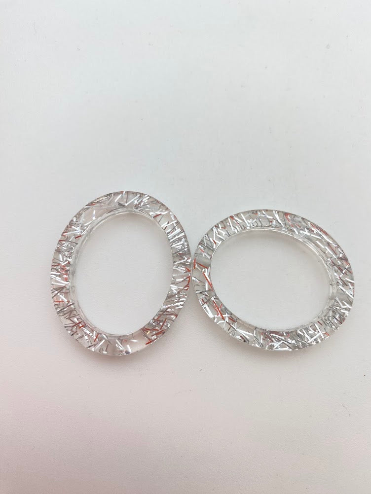 Ring Bead 34x29mm Glitter Silver