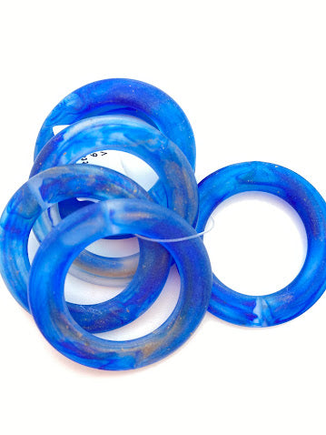 Flat Ring 35mm Cobalt Gold Marble