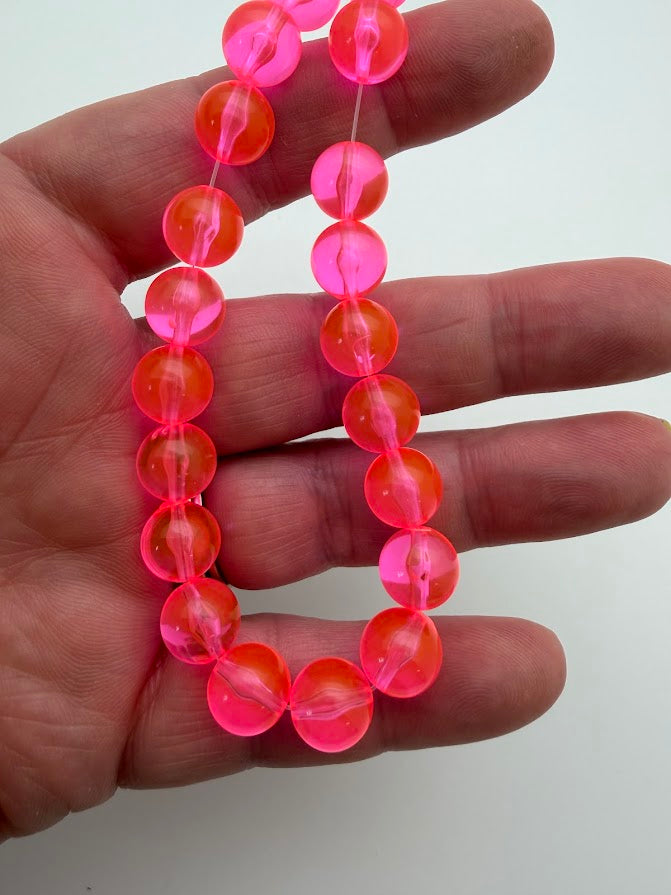 Round 10mm Neon Hot Pink