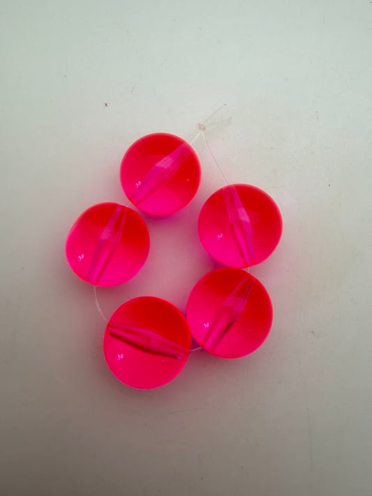 Round 20mm Neon Hot Pink