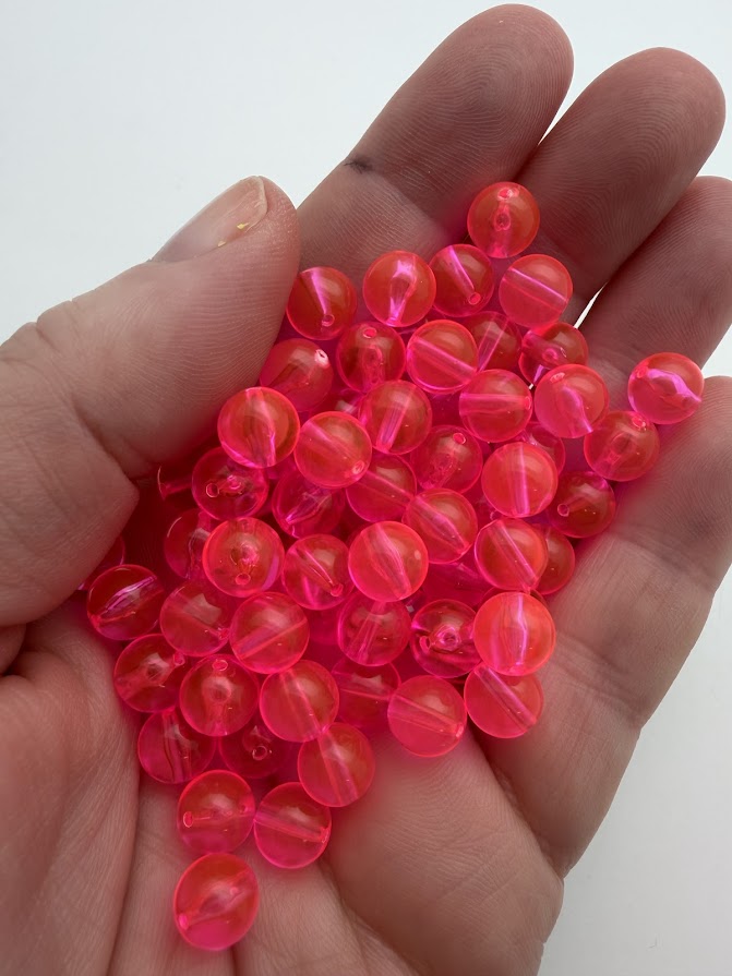 Round 8mm Neon Hot Pink