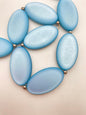 Flat Oval 52x30mm Moon Glow Lt Sapphire Matte - IT-FY-0673-D