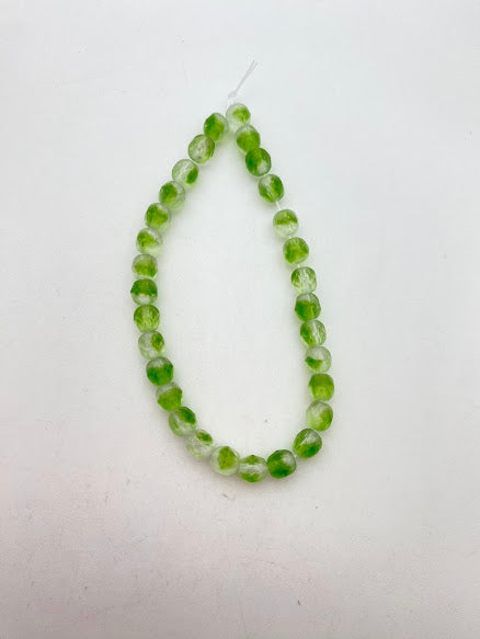 Vintage Glass Faceted 6mm Peridot Clear Matte