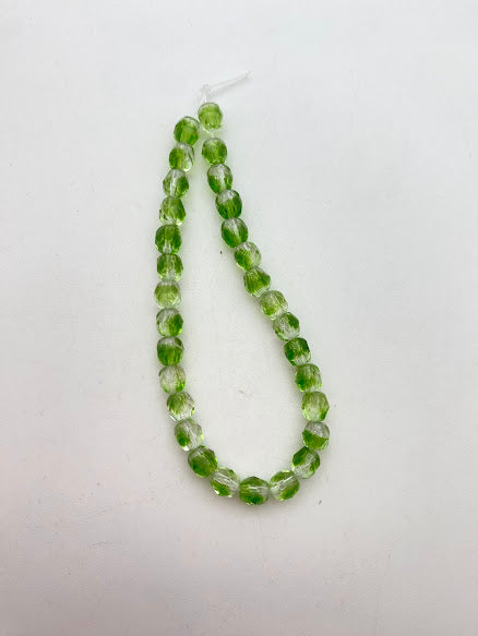 Vintage Glass Faceted 6mm Peridot Clear
